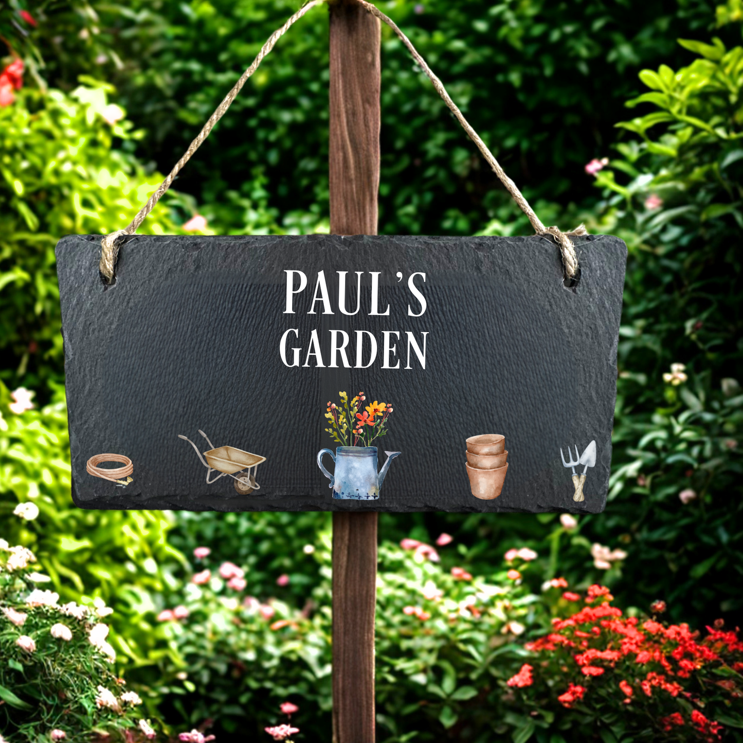Personalised Grandpa’s Garden Hanging Slate Sign