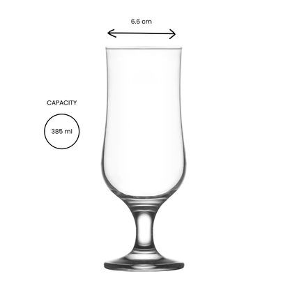 Clear glass with measurements and capacity label on a white background