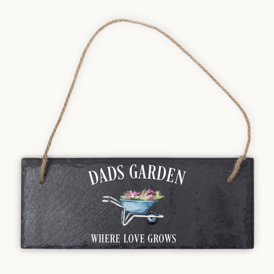 Personalised Dad’s Garden Hanging Slate Sign