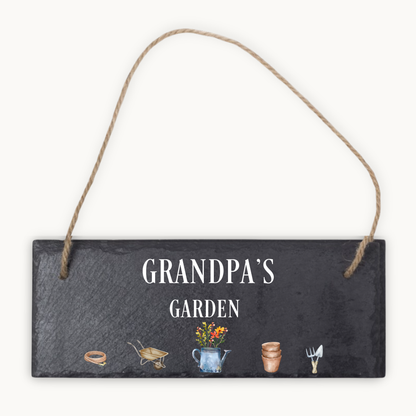 Personalised Grandpa’s Garden Hanging Slate Sign