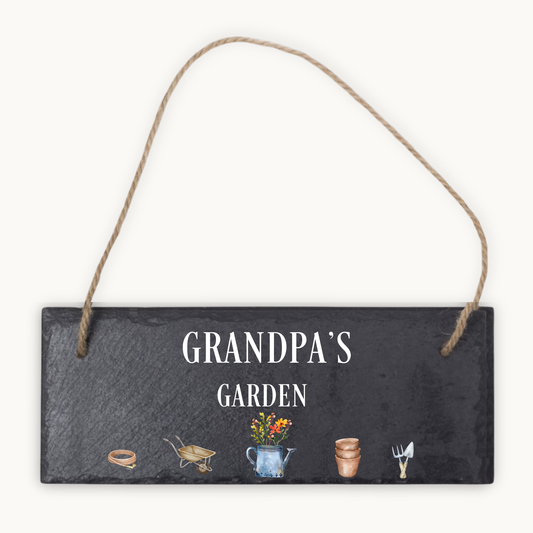 Personalised Grandpa’s Garden Hanging Slate Sign