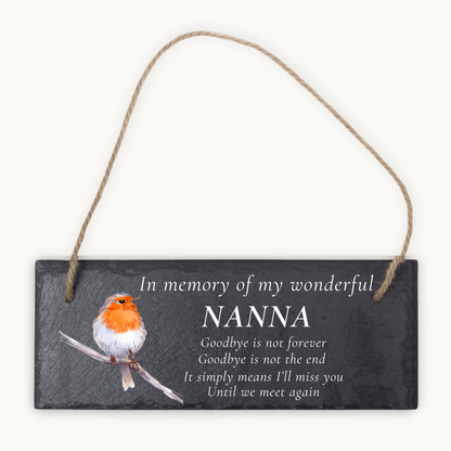 Friend Memorial Robin Hanging Slate Sign
