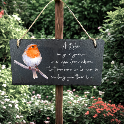 Memorial Robin Hanging Slate Sign