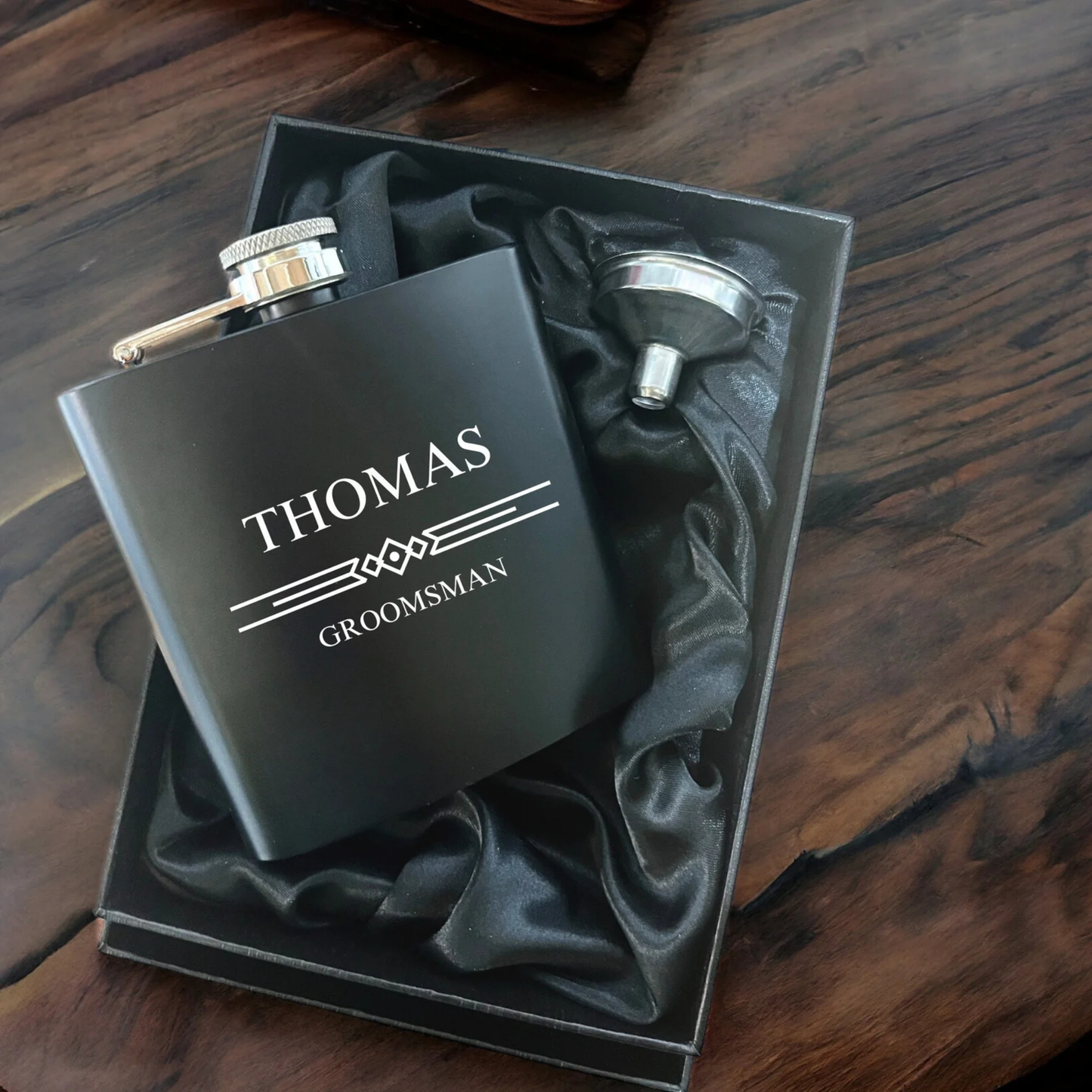 Personalised Matte Black Hip Flask