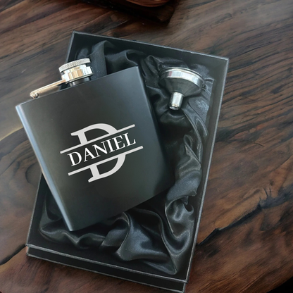 Personalised Matte Black Hip Flask