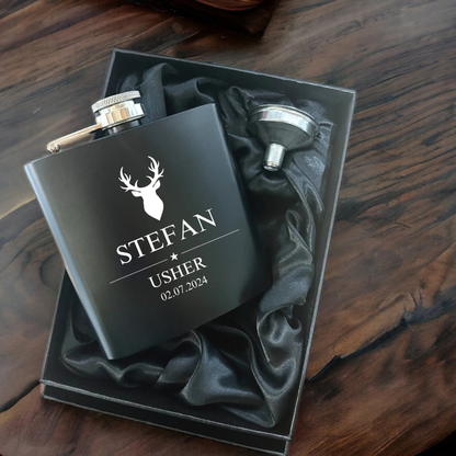 Personalised Matte Black Hip Flask