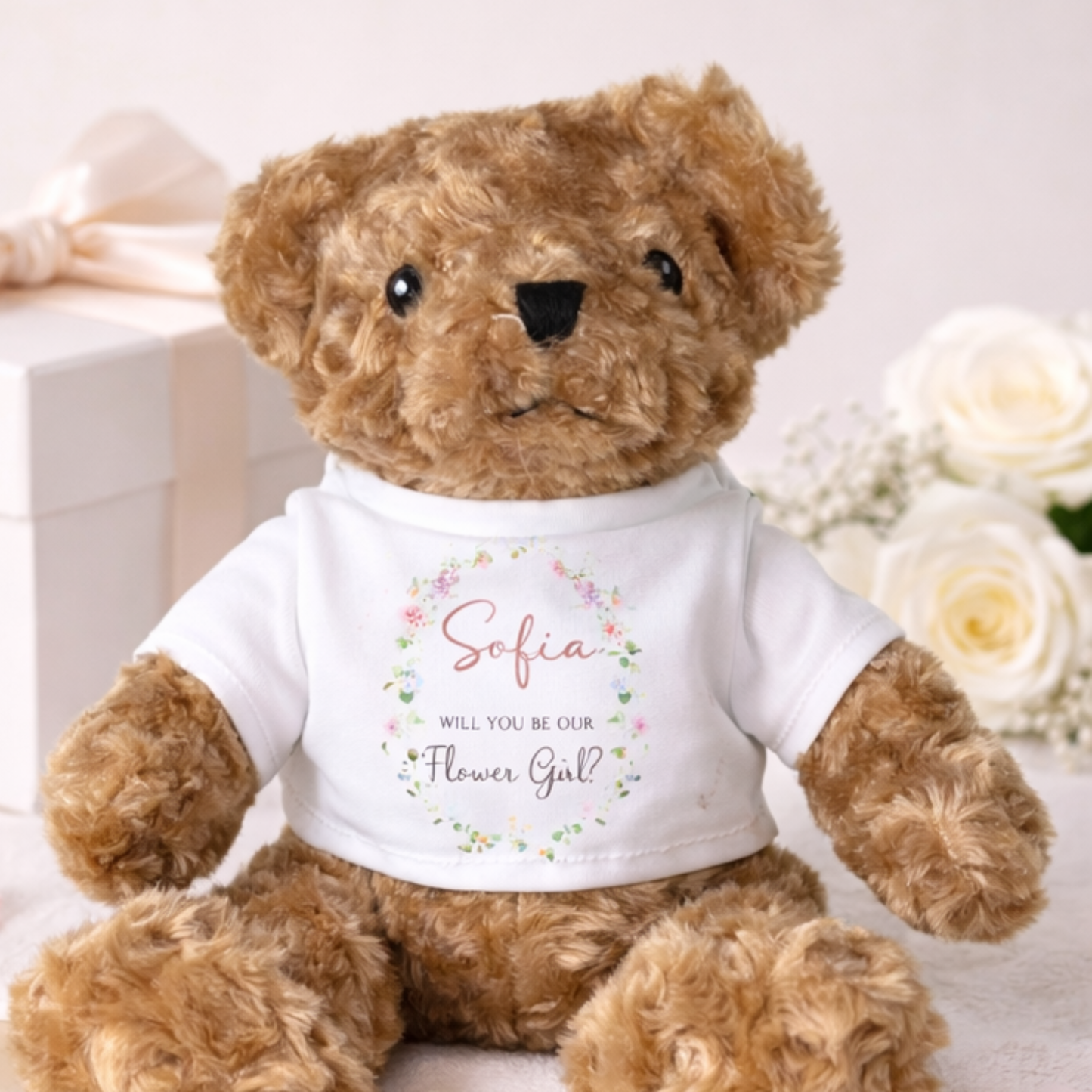 Personalised Will You Be My Flower Girl Teddy Bear Proposal Gift