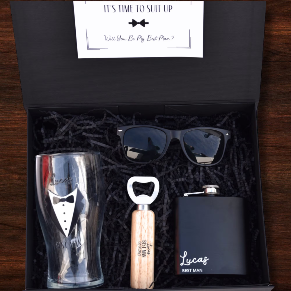 Best Man Proposal Gift Box with Sunglasses and Bottle Opener